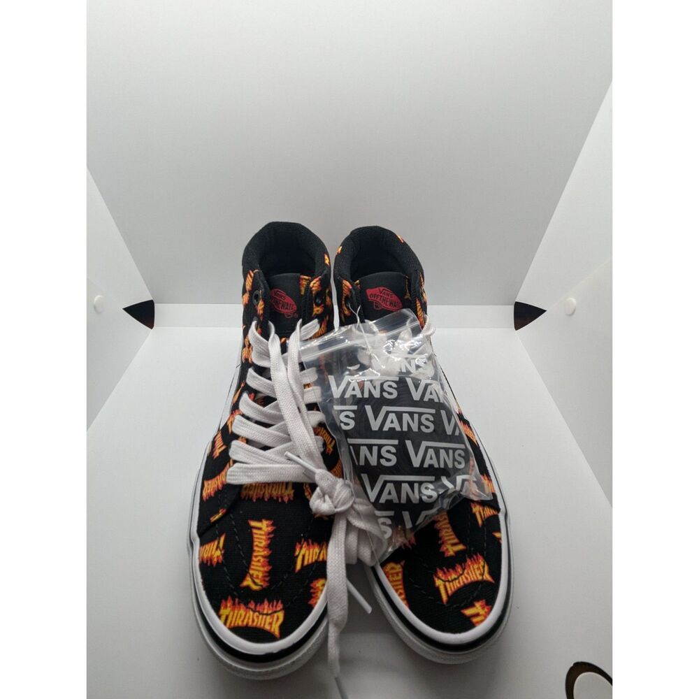 Vans x Thrasher Skate Sk8-Hi PopCush Black Multi Flame Logo Men’s Size 6 - New
